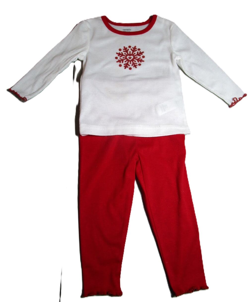 Carter’s Baby Girl Winter Outfit Snowflake Top & Red Pants Size 12 Months